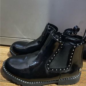 Girls Tahari Black Glitter Boots Size 1